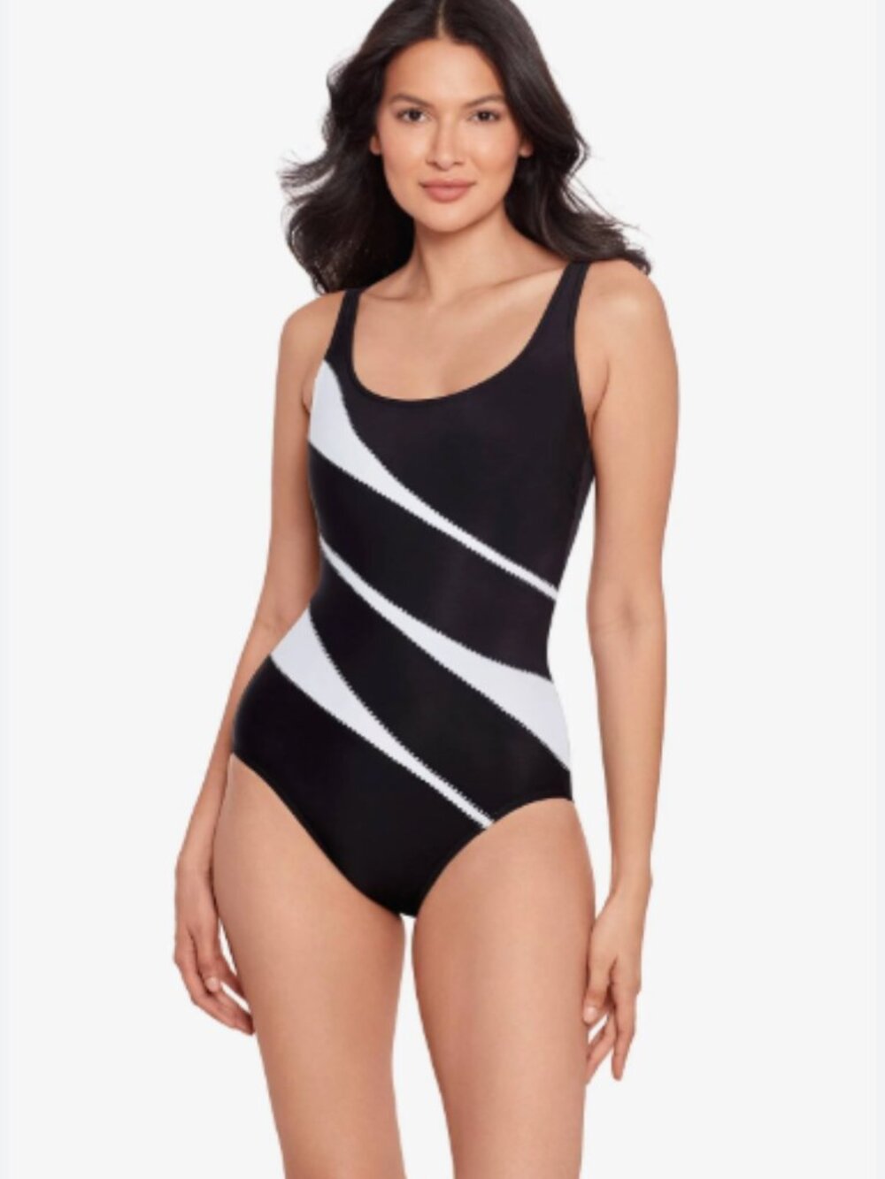 Miraclesuit Spectra Helix Underwire Black & White One Piece Swimsuit Size 10